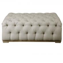  23253 - Uttermost Kaniel Tufted Antique White Ottoman